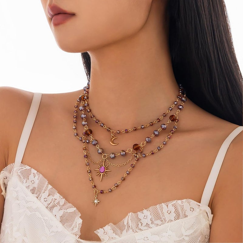 TACBSP Rapunz Sun Necklace for Women Tangled Necklace Sun Necklaces Opal Pendant Neckalces Healing Crystal Necklaces Christmas Trendy Jewelry - Image 3